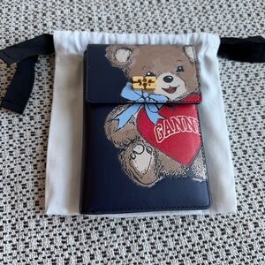 Ganni Recycled Leather Bear Travel Wallet